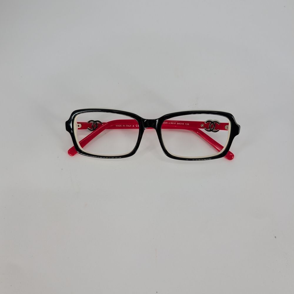 CHANEL Black and Red Glasses with Elegant Design